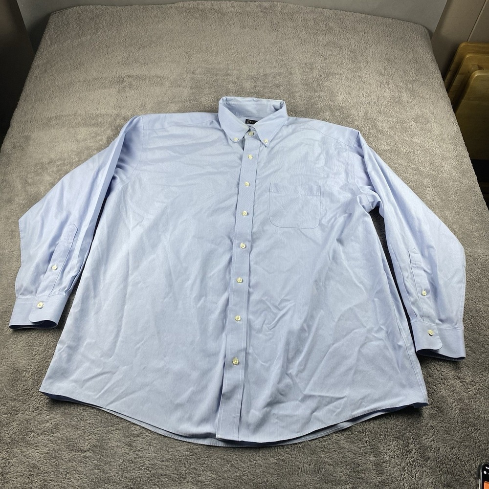 JOS.A.BANK Traveler's Collection Dress Shirt Men 17 1/2-34 Blue Button Down
